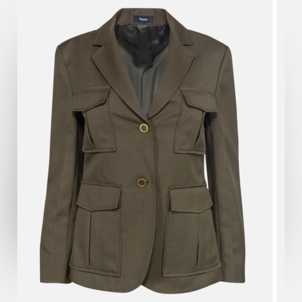 Theory - Army Green Military-Style Jacket Sz 6
